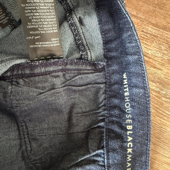 Dark Blue Women's Jeans with gold sparkle detail on bottom - Picture 6 of 6